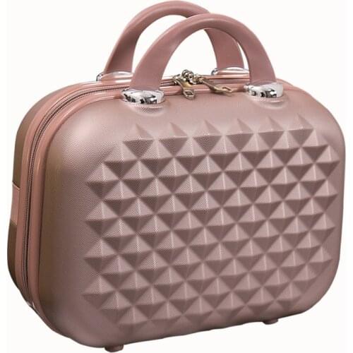 14 Inch Makeup Suitcase Women Designer Luggage Handbag Travel Bag Diamond Pattern Make-up Box Small Travel Storage Box