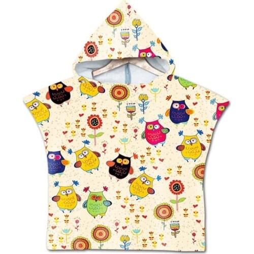 Animal Print Kids Bath Beach Towel with Hood Cartoon Baby Hooded Robe Poncho Towel for Swimming Beach Children Bathrobe Wetsuit