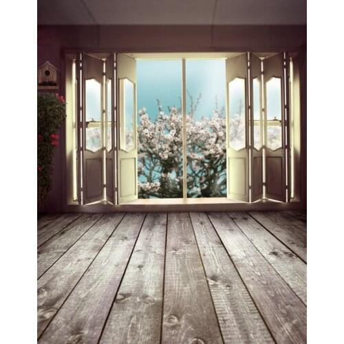 5x7ft Wooden Floor Pink Flowers Photography Backdrops Photo Props Studio Background