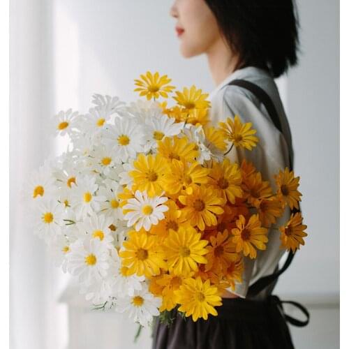 Chamomile Design Artificial Flower Yellow White Pink Color Fake Flowers Desktop Bonsai For Home Hiotel Office Table Decoration