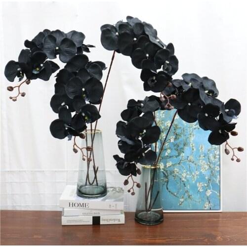 105cm Artificial Flower Black Butterfly Orchid Silk Phalaenopsis For Wedding Christams Home Decoration Garden Potted Fake Plants