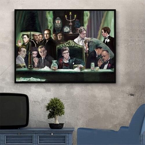 Classic movie gangster godfather scar face diamond painting art poster rhinestone embroidery mosaic mural living room decoration