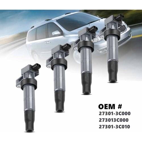 27301-3C000 4Pcs Set Ignition Coils Fits for Hyundai Azera Genesis Santa Fe Kia Sedona Sorento 3.3L 3.5L 3.8L C1544 UF546