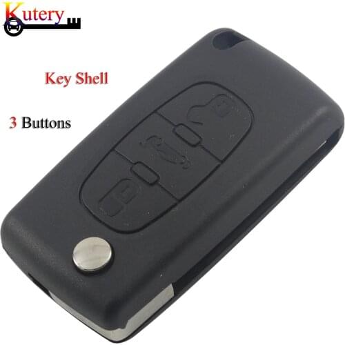 Kutery Folding Remote Car Key Shell For Citroen For Peugeot 3Buttons Key Case Fob With VA2/HU83 Blade For CE0523/CE0536