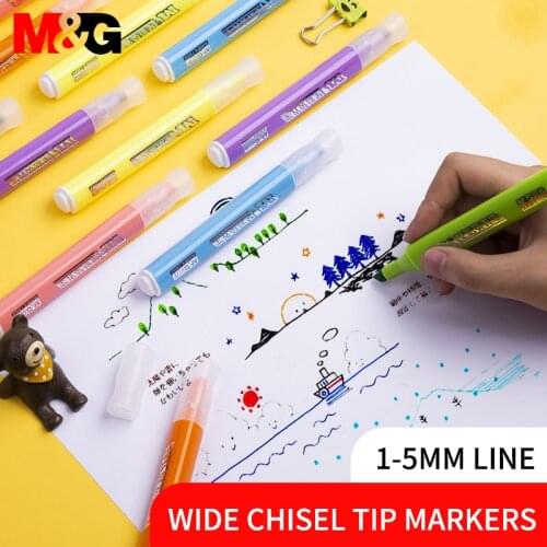 M&G 6 Colors/set Mini Cute Thick barrel Colorful Highlighter Pen Soft Color for school marker Stationery Highlighter for school