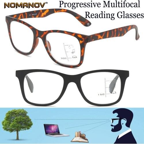 Classic Retro Eyeframe Anti-blue Light Anti-fatigue Progressive Multifocal Reading Glasses Add +0.75 +1.25 +1.5 +1.75 To +4