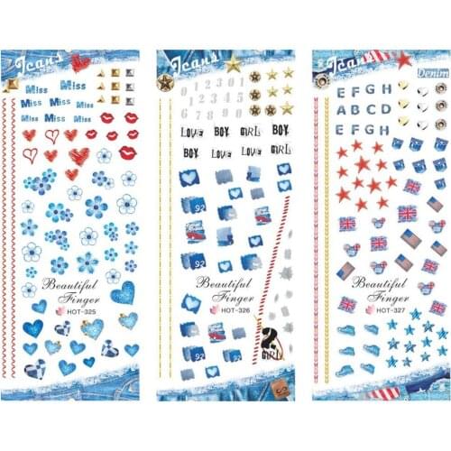 3 Sheet/Lot Rose Flower Butterfly Bowknot Alphabet Water Transfer Decal Manicure Nail Art Sticker DIY Nail HOT Series