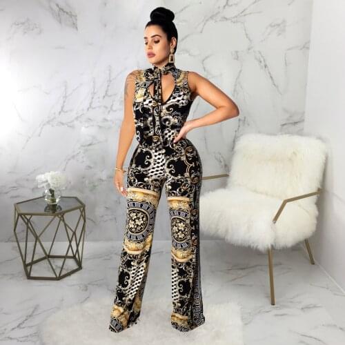 Sexy V-collar Sleeveless Mid Waist Wide Leg Pants Feminine Elegant Buttons Office Lady Bodycon Bodysuit Jump Suits for Women
