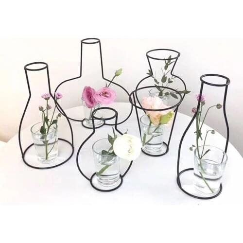 Simplicity Iron Line Vases Nordic Style Metal Plant Holder Abstract Table Ornaments Home Decoration Accessories For Living Room