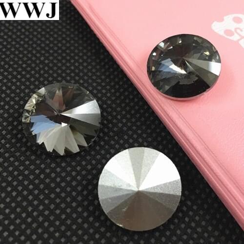 Clear grey Rivoli Crystal Fancy Stone Point Back Glass Stone For Jewelry Making 6mm 8mm 10mm 12mm 14mm 16mm 18mm