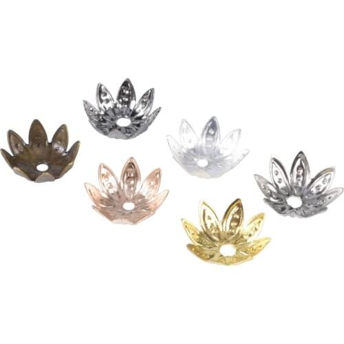 100Pcs/Lot 8 10mm Lotus Flower Petal End Spacer Bead Caps Filigree Charms Beads Caps For Handmade DIY Jewelry Making