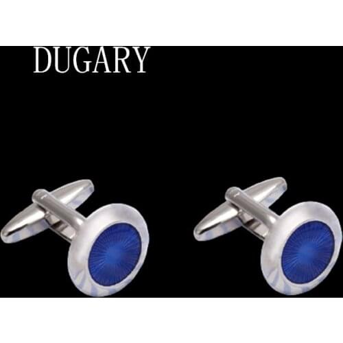 DUGARY Luxury shirt cufflinks Brand cuff buttons cuff links High Quality Round blue Sun pattern abotoaduras Jewelry gemelos