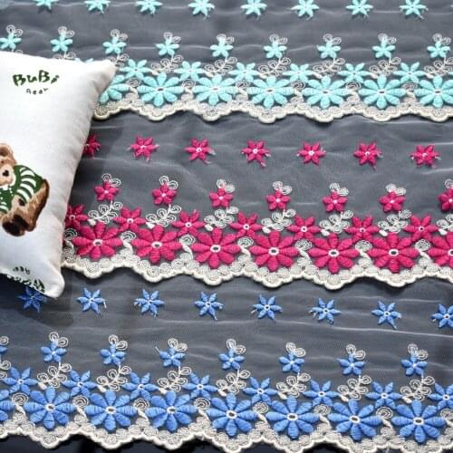 Wide 12cm hollow flower net yarn embroidery lace High-quality gauze lace trim