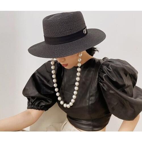 USPOP Women Sun hats with Peral Chain Wide brim Straw Beach Hats