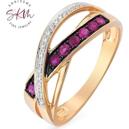 SKM Brand designer rings for women 14k rose gold Vintage Engagement rings designer Promise Luxury Fine Jewelry
