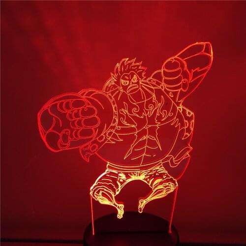 ONE PIECE Luffy 3D LED Night Lights Anime Gear Fourth Monkey D.Luffy Bedroom Decor Lighting Creative Lampara Luminaria Lampe Kid