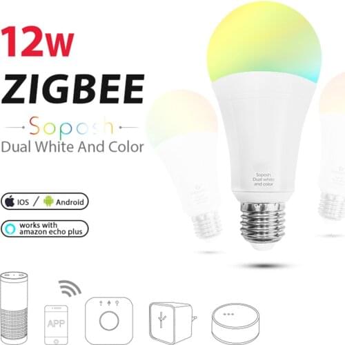 LED ZIGBEE hub E27 12W dual white dimmer bulb RGB RGB+CCT E26 LED bulb AC100-240V dimmable lamp RGBW RGBWW work with Alexa plus