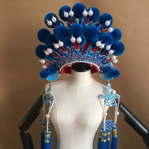 11 colors butterfly bobble balls Ming Dynasty Opear Tiara Empress Wedding Phoenix Tiara for Women