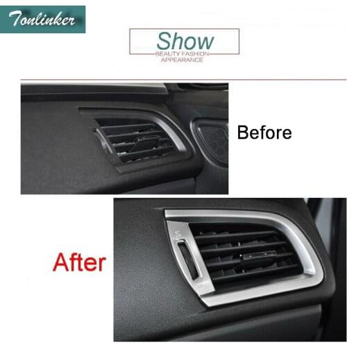 Tonlinker 2 PCS Car styling DIY NEW ABS Matte air conditioner outlet sticker cover case Stickers for honda city 2015 accessories