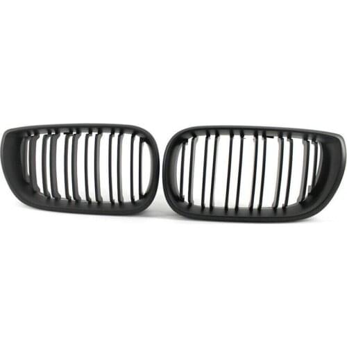 Carbon fiber BMW 3 Series E46 4-door 02-05 2 double-plate matte black front kidney grille ABS material Racing Grills