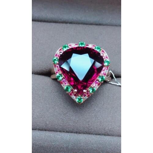 Fine Jewelry Real Pure 18 K Gold AU750 100% Natural Red Tourmaline Gemstone 7.45ct Female Rings Brazil Origin for Womens Gift