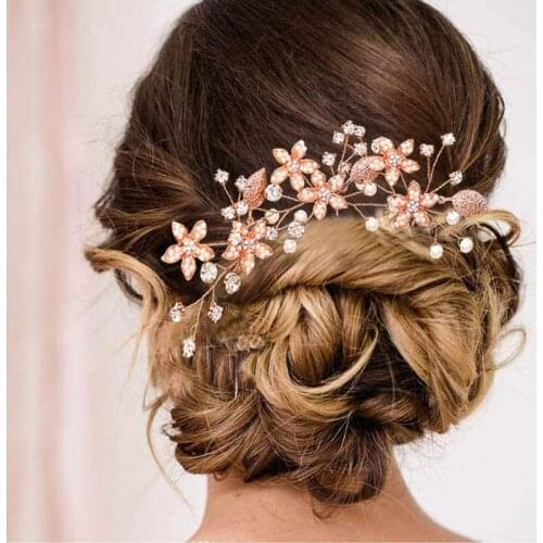 Pearl Headbands Bride Wedding Hair Accessories Handmade Hair Jewelry Crystal Rhinestone 3 Pieces for Woman Hair Ornament 2021