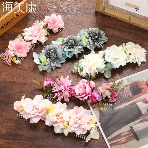 Haimeikang Flora Bridal Wedding Bride Hair Accessories Flower Headband Handmade Hairband Decoration Hair Comb For Women Fashion