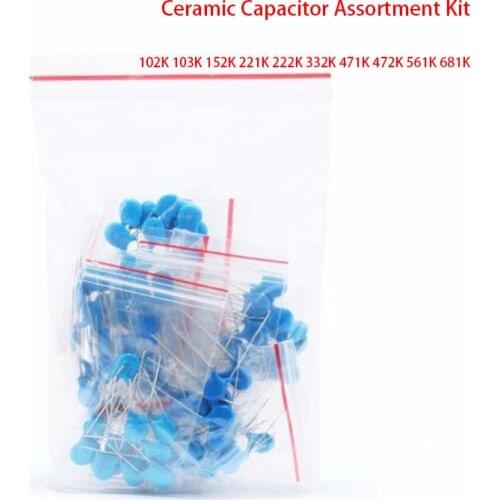 100PCS 2KV High Voltage Ceramic Capacitor Assortment Kit 2KV 102K 103K 152K 221K 222K 332K 471K 472K 561K 681K Capacitors set