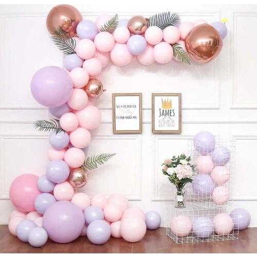 116pcs Handmade DIY Latex Balloon Garland Kit Chain Pastel Pink & Purple for Wedding Birthday Anniversary Party Decoration