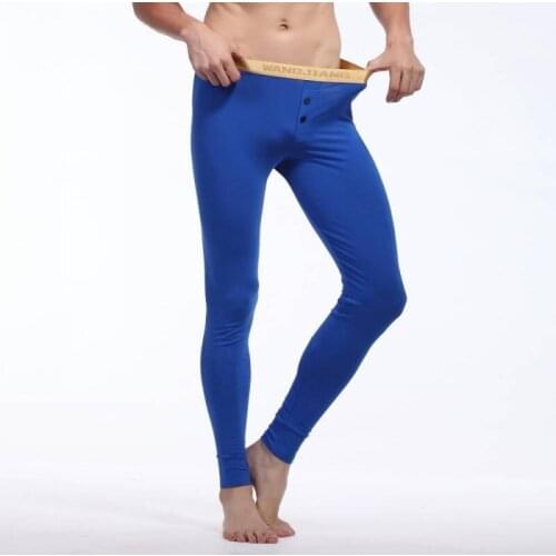 2020 Winter Mens Soft Warm Long Johns Thermal Underwear Solid Color with Golden Waistband Warm Underpants Cotton