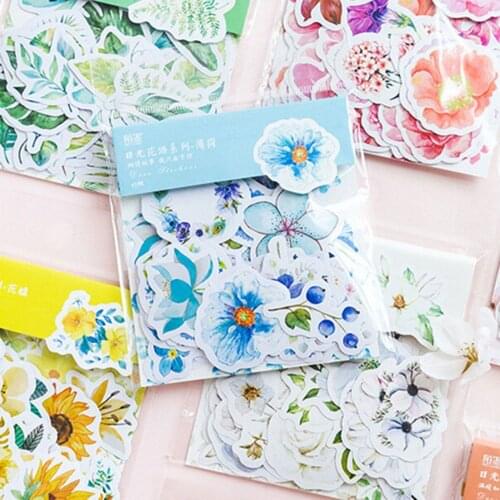 45pcs Flowers Stickers Kawaii Stationery DIY Scrapbooking Photo Ablums Journal Cute Stickers Children Gift
