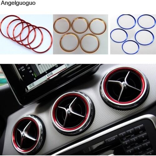 5 pcs Air outlet sticker/Instrument panel Air outlet decoration outside ring for Mercedes Benz A/B/GLA/CLA 2014-2018
