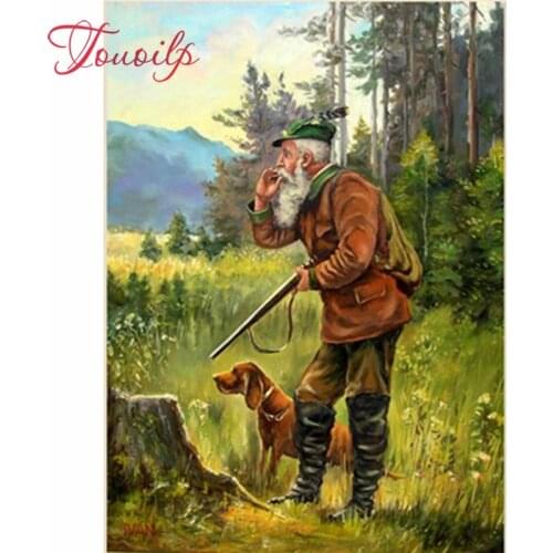 5D diamond painting cross stitch round square Rhinestones "hunting elder" embroidery plastic crafts Full diamond painting