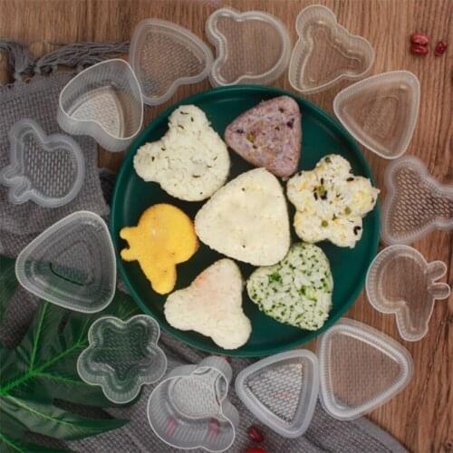 7 Shapes Cute Sushi Mold Set Sushi Tool Baby Childrens Rice Ball Mold Bento Seaweed Triangle Sushi Mold Kitchen Tools