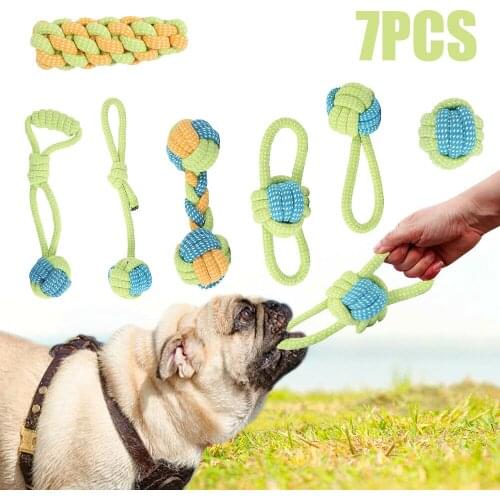 Dog Toys 7 Packs Pet Chewing Cotton Rope Dog Toy Outdoor Tooth Cleaning Rope Molar Fun Interactive Toy Dog Training Supplies