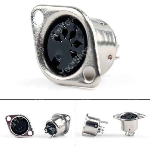 Areyourshop Sale 6 Pcs Din Female Jack Cable Connector Adapter 5 Pin Plug Panel Mount Solder minija