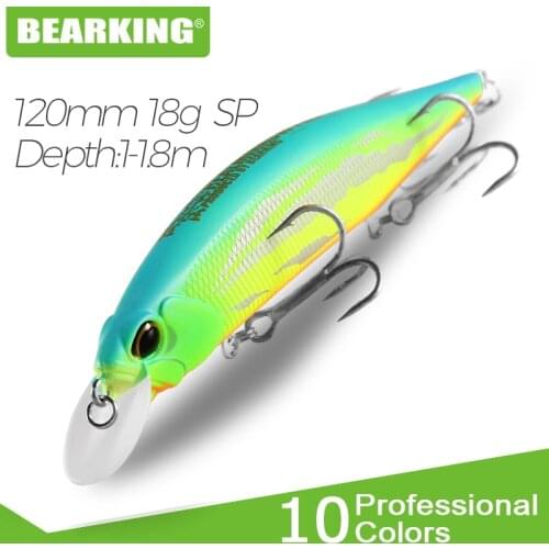 BEARKING Top model 120mm 18g depth1-1.8m hot fishing lures hard bait minnow quality professional action minnow fishing tackle