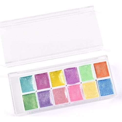 12 Colors Watercolor Paint Set Nail Glitter Solid Powder Pigment Candy Color Pearl Chrome Nail Gel Polish Manicure Nail Art