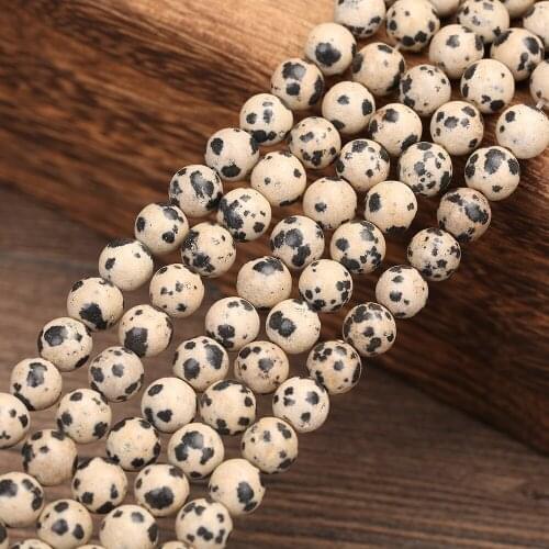 Black spot Natural Stone Round Beads 15" Strand 4 6 8 10 12MM Pick Size Beads For Jewelry Making