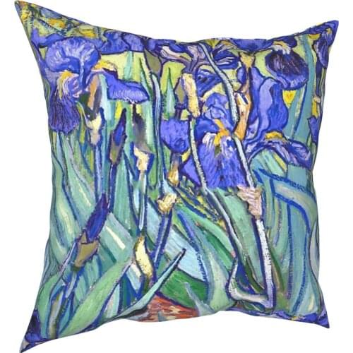 Vincent Van Gogh Irises Pillow Case Home Decorative Art Flowers Painting Cushions Throw Pillow for Sofa Double-sided Printing