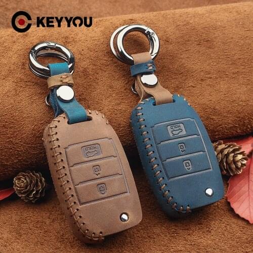 KEYYOU 3 BT Flip Cover For KIA Rio 3 Sportage QL Ceed Sorento Cerato K3 K4 K5 Sorento Cerato Soul Leather Car Key Case 2017 2019