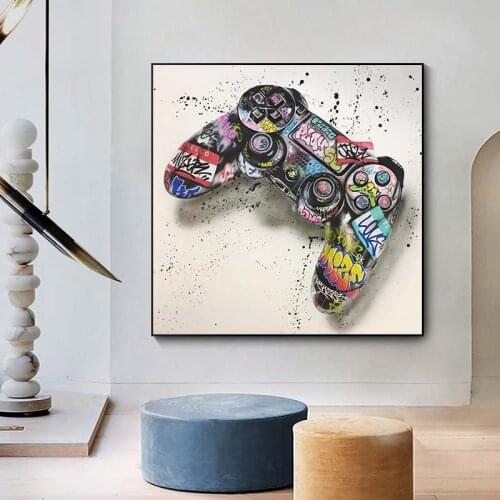 Graffiti Art Gamepad Canvas Art Posters and Print Abstract Game Handle Canvas Paintings on The Wall for Kids Room Decor Picture