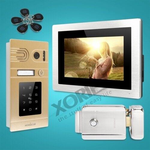 HOMSECUR 7" Hands-free Video&Audio Smart Doorbell Electric Lock+Keys Included BC071-G+BM714-S