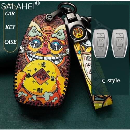 Leather Car Key Case Full Cover Shell For Geely Coolray 2019-2020 Atlas Boyue NL3 Emgrand X7 EX7 SUV GT GC9 Borui Accessories