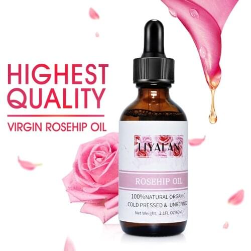 LIYAL'AN 100% Pure Organic Cold Pressed Hair Care Rosehip Oil Multi Purpose Skin Care Anti Wrinkle Rose Oil 60ML