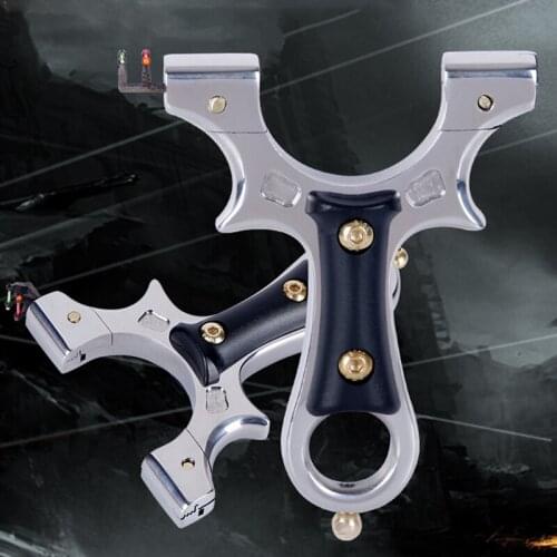 Slingshot Stainless Steel Mini Quick Press Clip Outdoor Precision Hunting Slingshot With Fiber Optic Aiming Toys For Children