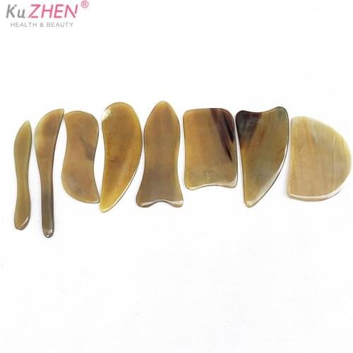 Natural Yellow Ox Horn Gua Sha Board Gouache Scraper Face Massage Facial Lift Neck Body Scraping Massage Physical Therapy Beauty