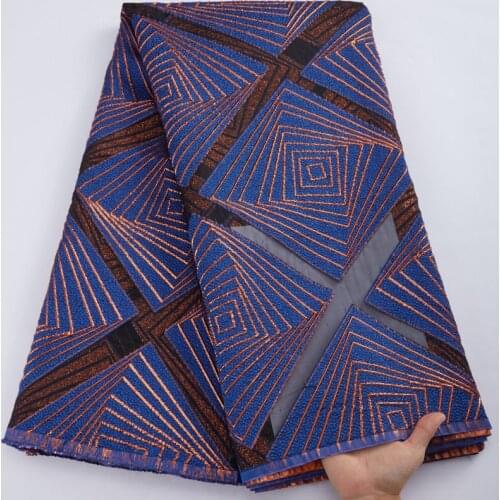 Sky Blue 2021 High Quality African Nigerian Gilded Lace Fabric Embroidery Organza French Lace Fabric Jacquard Brocade Lace S2578