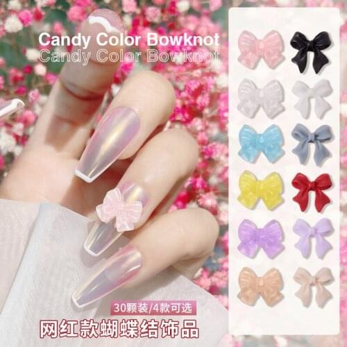 30pcs/bag New Arrival Hot Selling Colored Resin Butterlies Bowknot Cubic DIY for Women Girls Party Gift Nail Art Nail Decoration
