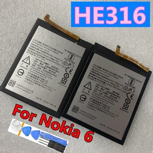 New Original HE316 3000mAh Battery For Nokia 6 Nokia6 N6 TA-1000 TA-1003 TA-1021 TA-1025 TA-1033 TA-1039 Batteries